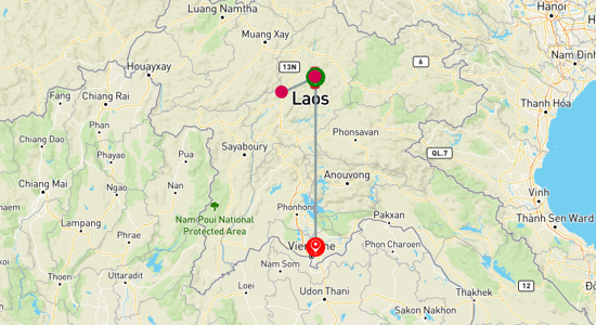 Map of Laos Heritage Explorer: Luang Prabang to Vientiane 4-Day