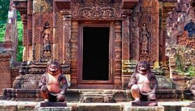 Banteay Srei Temple Gate pink