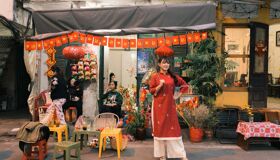 Hanoi Old Quarter Vietnamese Girl with Ao Dai